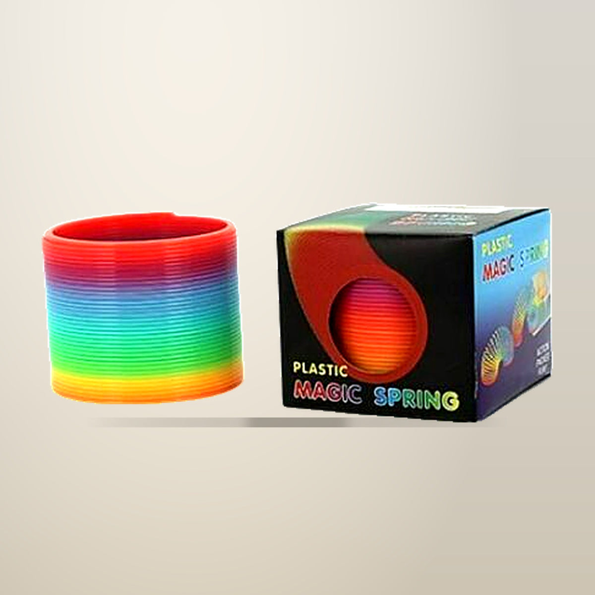 BR Toys Rainbow Magic Spring Slinky, on a plain cream background