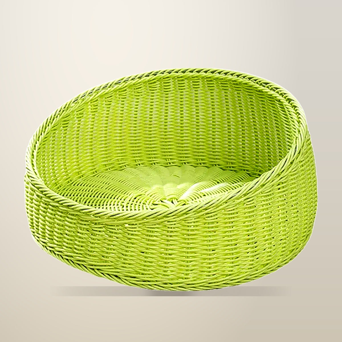Aimall Rattan Cat Nest, Open All Season Design, on a plain cream background