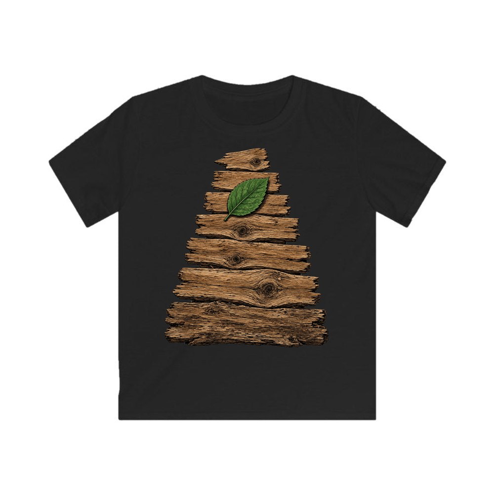 Reclaimed Timber Christmas Tree personalised kids Christmas tee in black