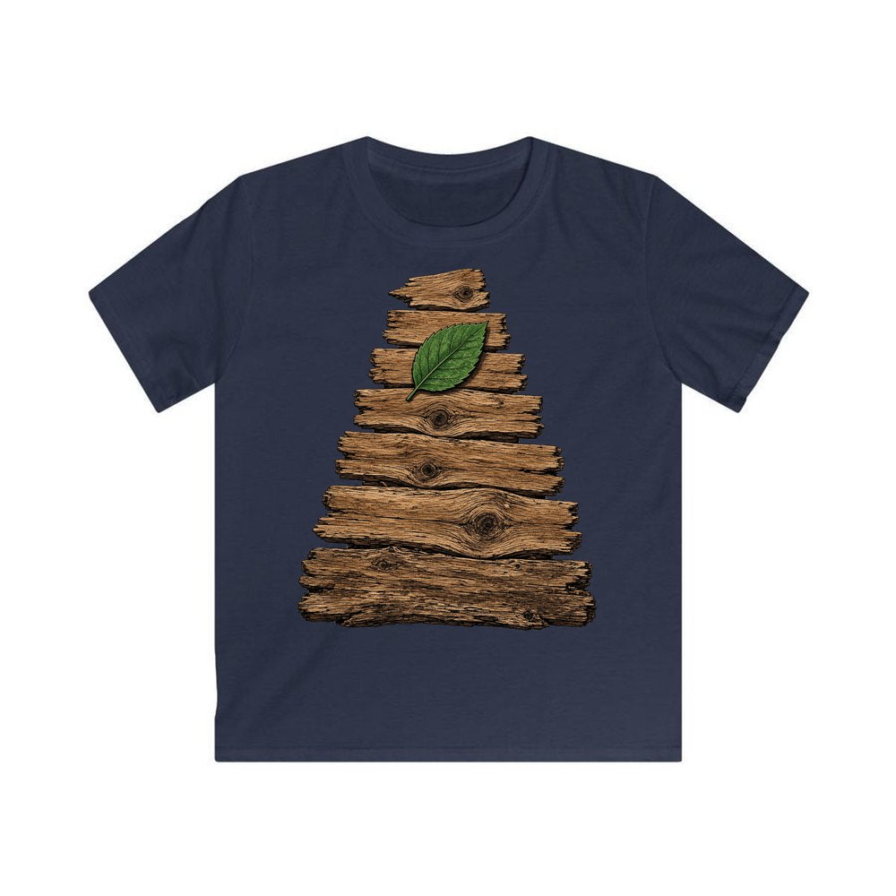 Reclaimed Timber Christmas Tree personalised kids Christmas tee in navy