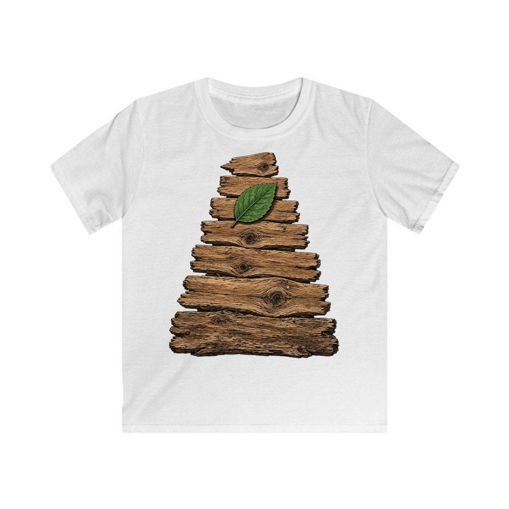 Reclaimed Timber Christmas Tree personalised kids Christmas tee in white