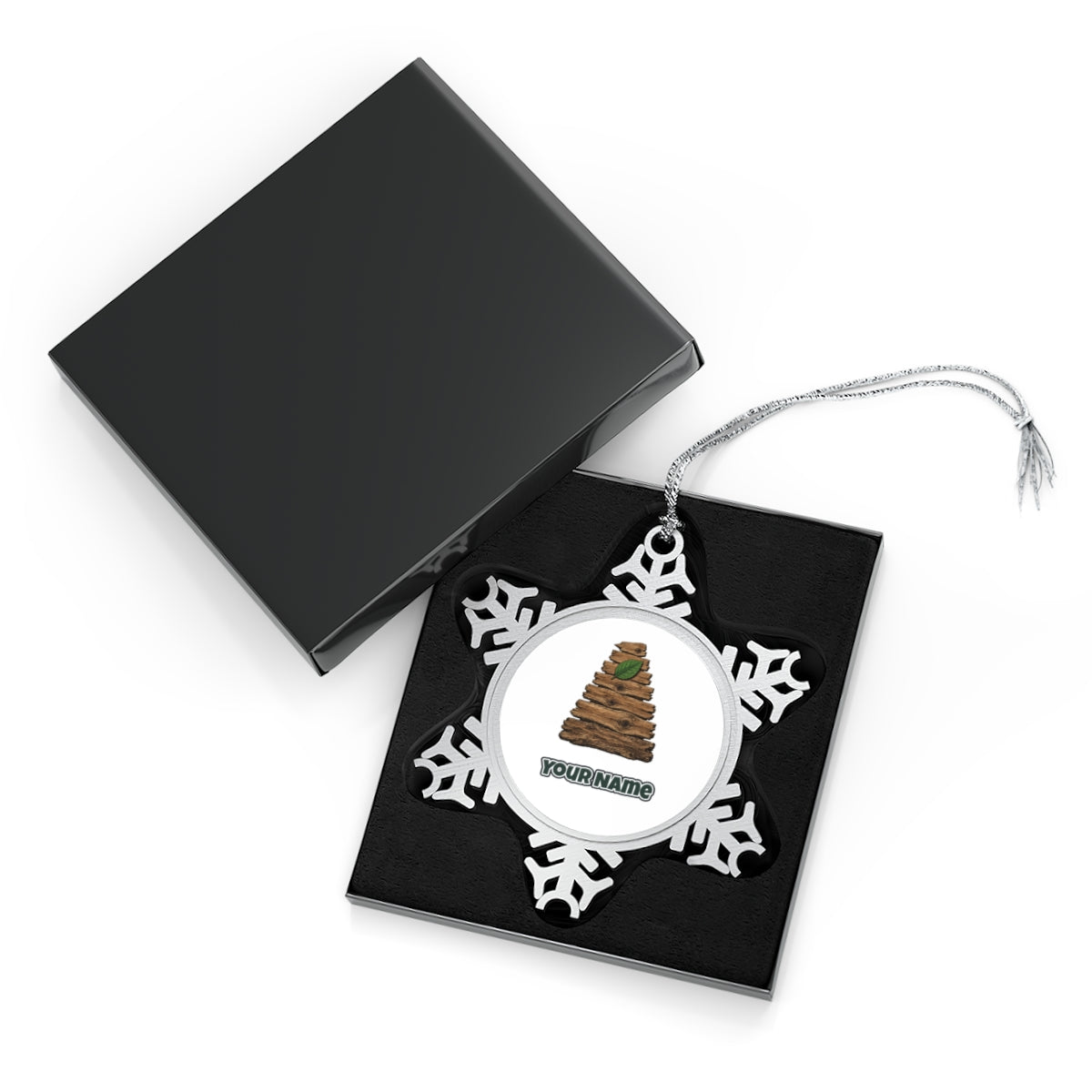 Reclaimed Timber Christmas Tree Personalised Pewter Christmas Ornament