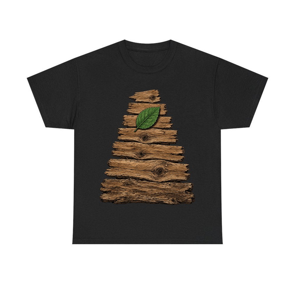 Reclaimed Timber Christmas Tree personalised Christmas T-shirt in black