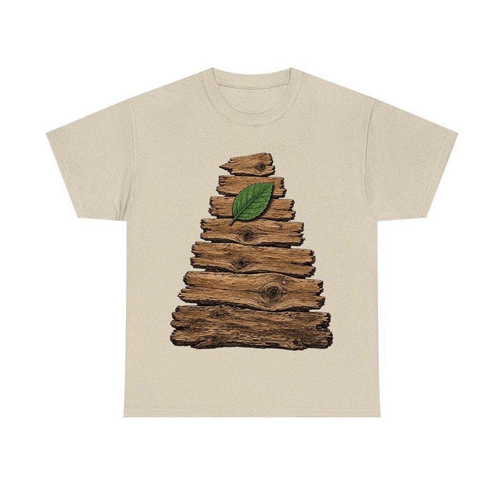 Reclaimed Timber Christmas Tree personalised Christmas T-shirt in sand