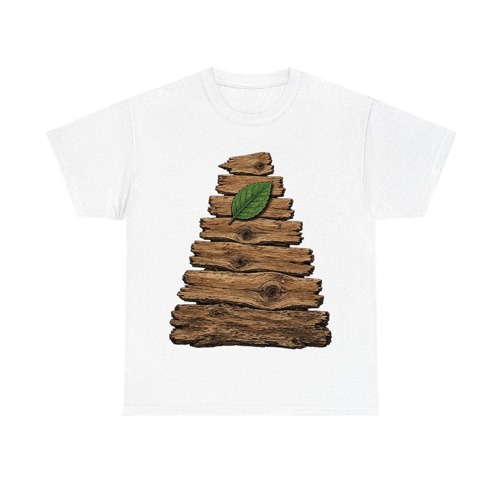 Reclaimed Timber Christmas Tree personalised Christmas T-shirt in white