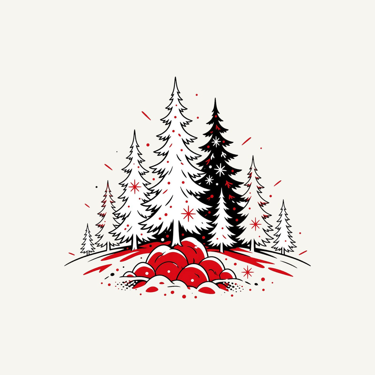 Red And Black Pine Forest Personalised Kids Tee and Baby Bodysuit