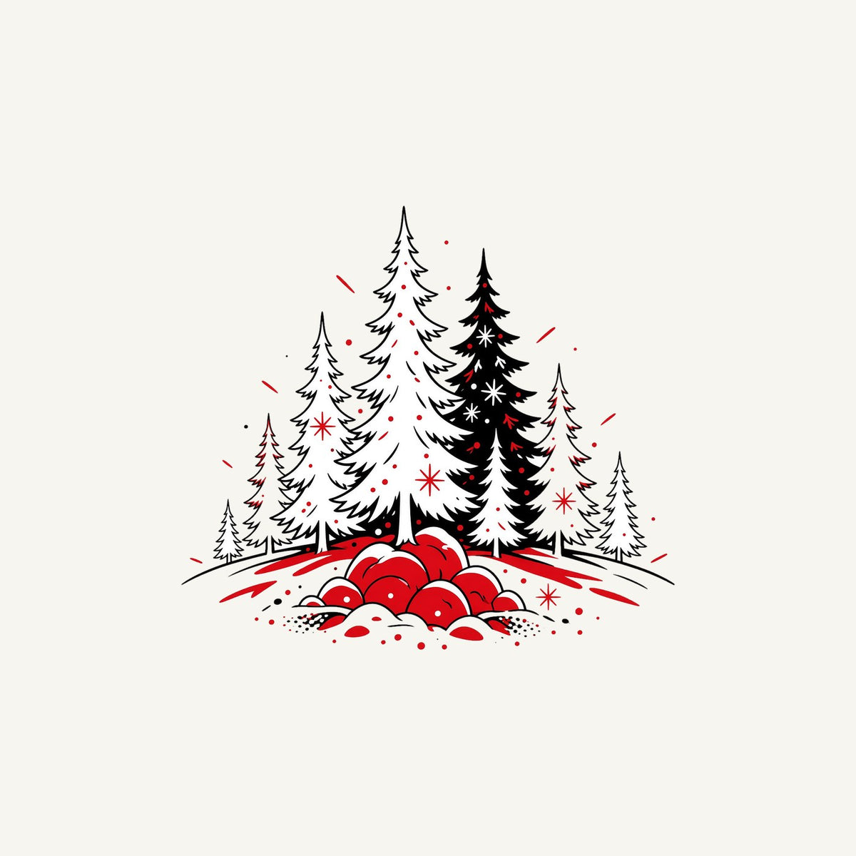 Red And Black Pine Forest Personalised Christmas Mug