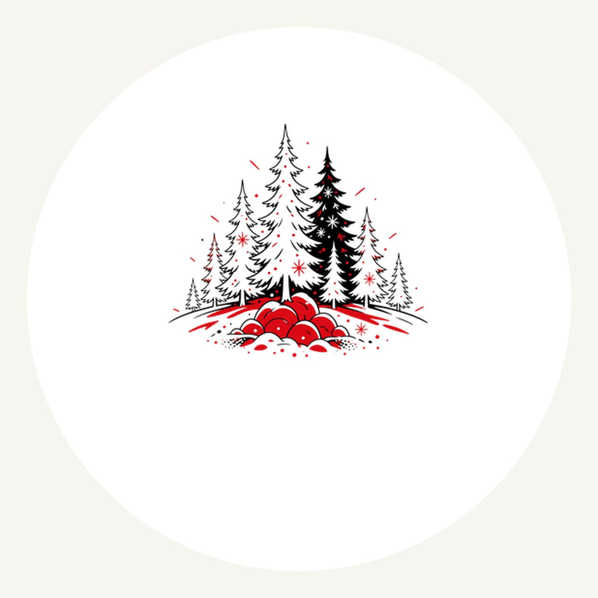 Red And Black Pine Forest Personalised Pewter Christmas Ornament