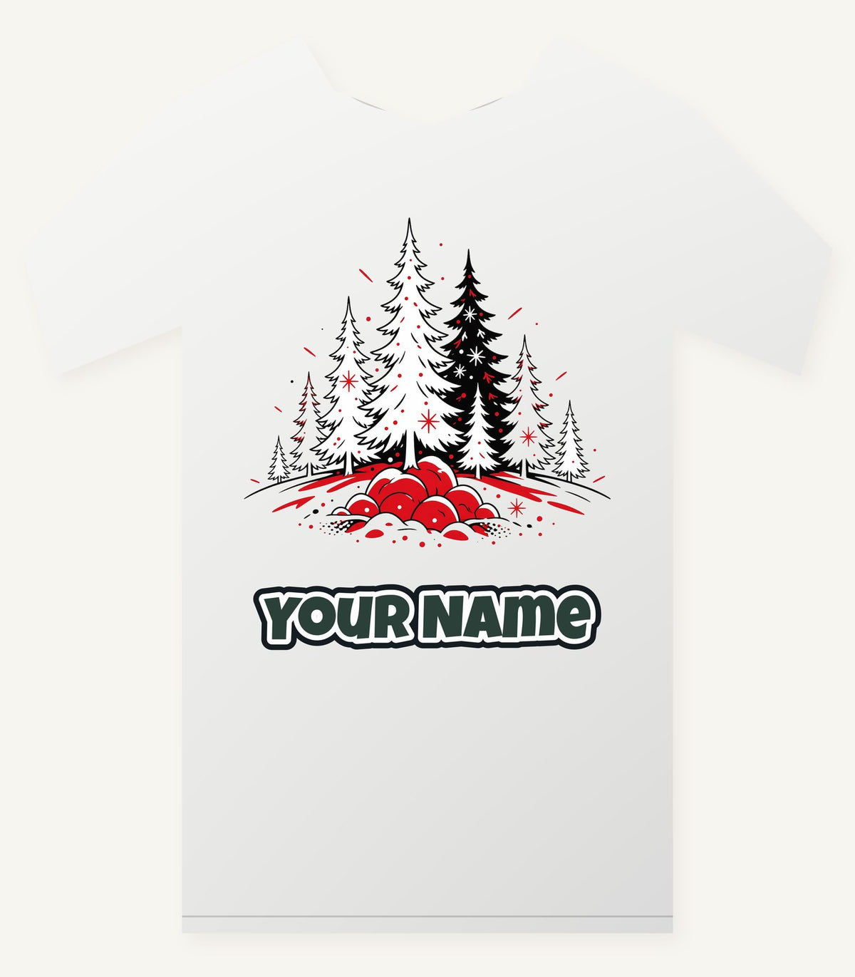 Red And Black Pine Forest Personalised Christmas T-Shirt and Hoodie