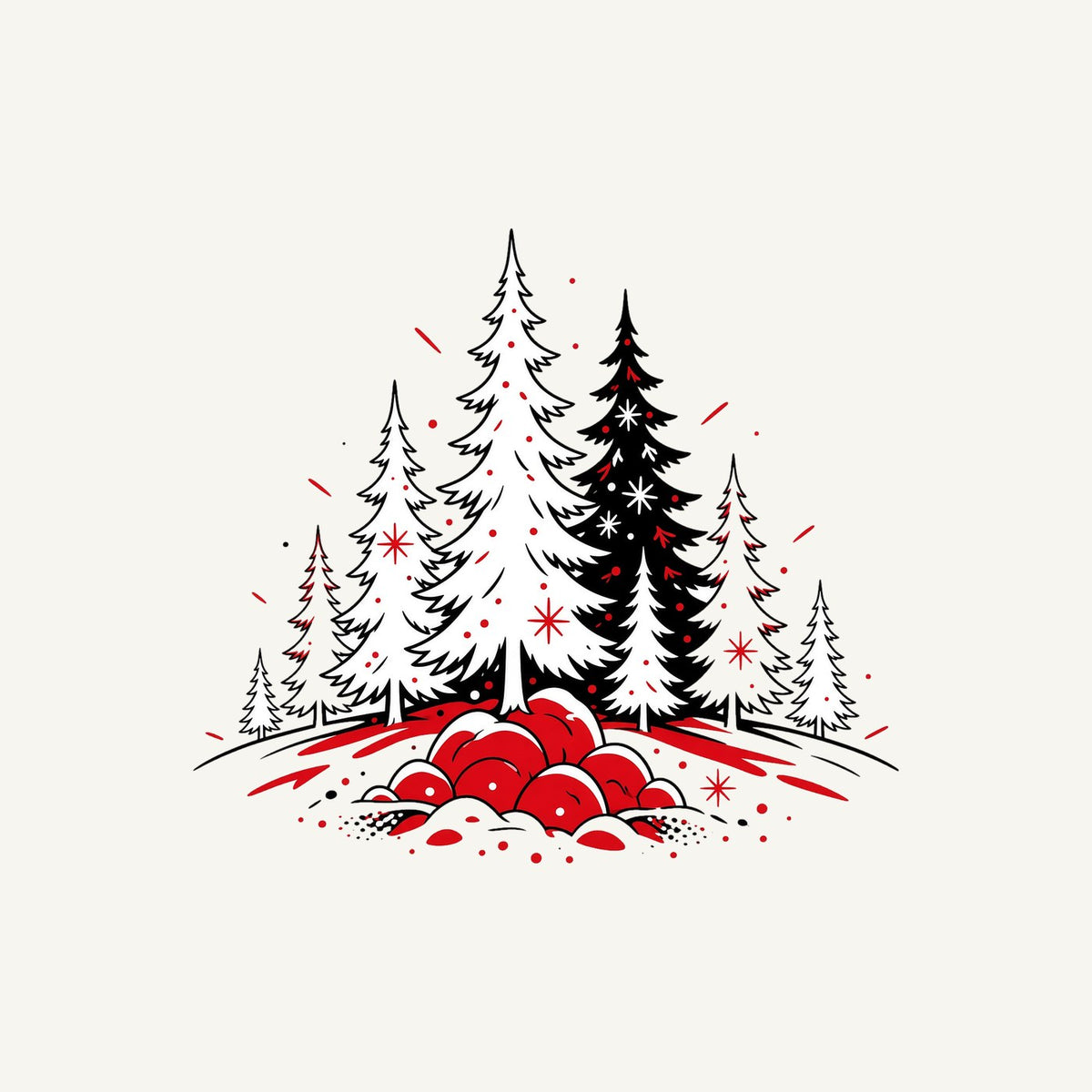 Red And Black Pine Forest Personalised Christmas T-Shirt and Hoodie
