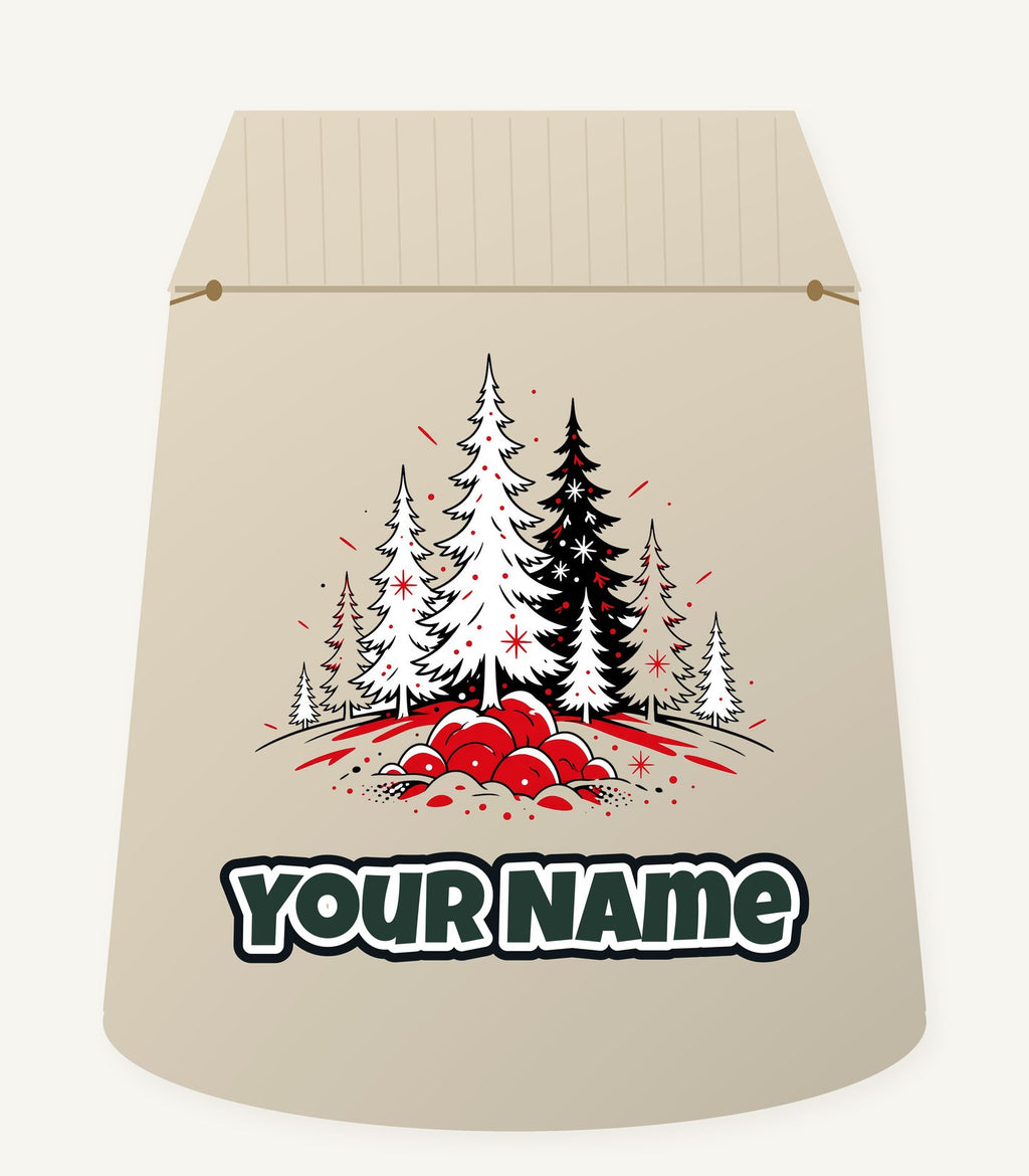 Red And Black Pine Forest Personalised Santa Sack