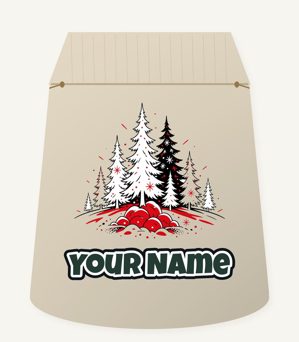 Red And Black Pine Forest Personalised Santa Sack