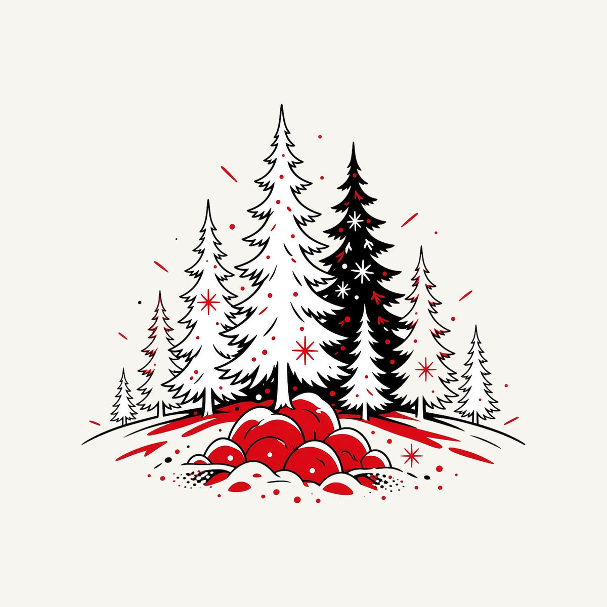Red And Black Pine Forest Personalised Santa Sack