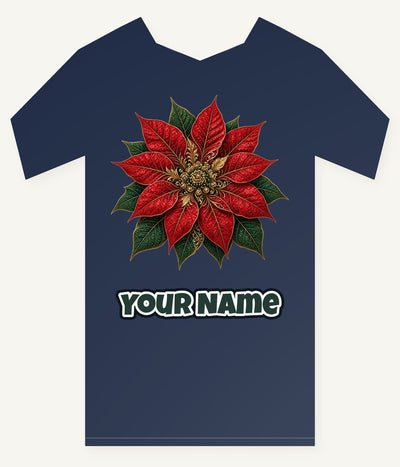 Red And Gold Poinsettia Personalised Kids Tee and Baby Bodysuit
