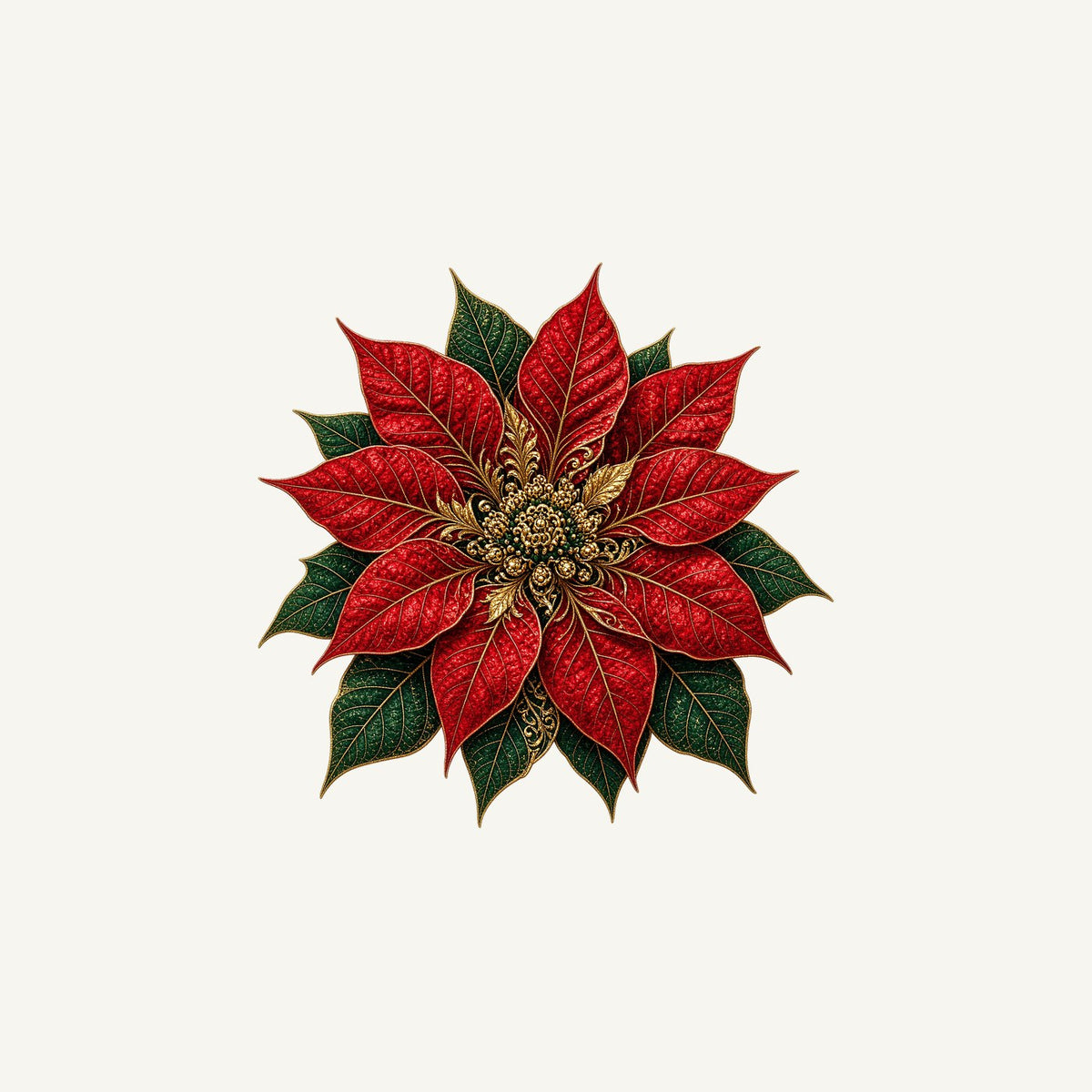 Red And Gold Poinsettia Personalised Christmas Mug