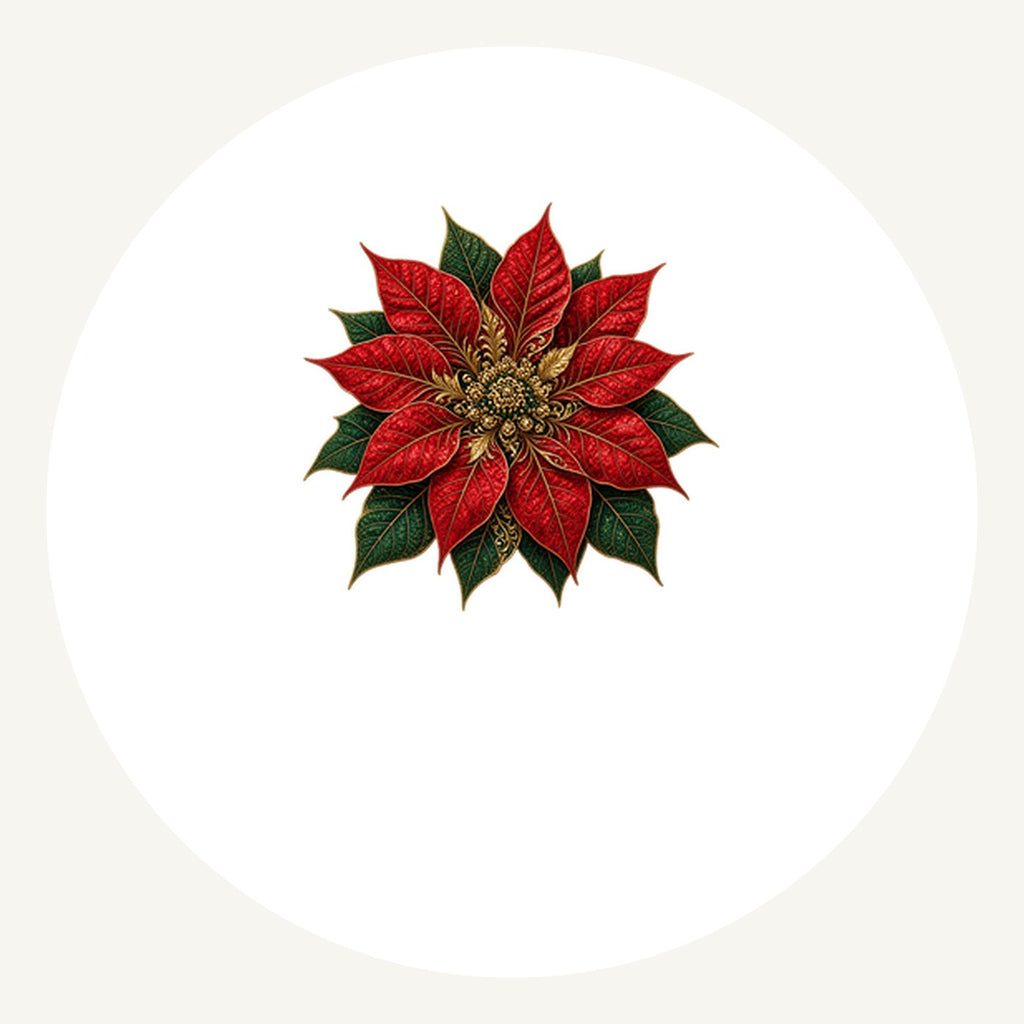 Red And Gold Poinsettia Personalised Pewter Christmas Ornament