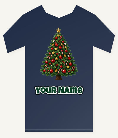 Red and Green Christmas Tree with Candy Canes Personalised Kids Tee and Baby Bodysuit