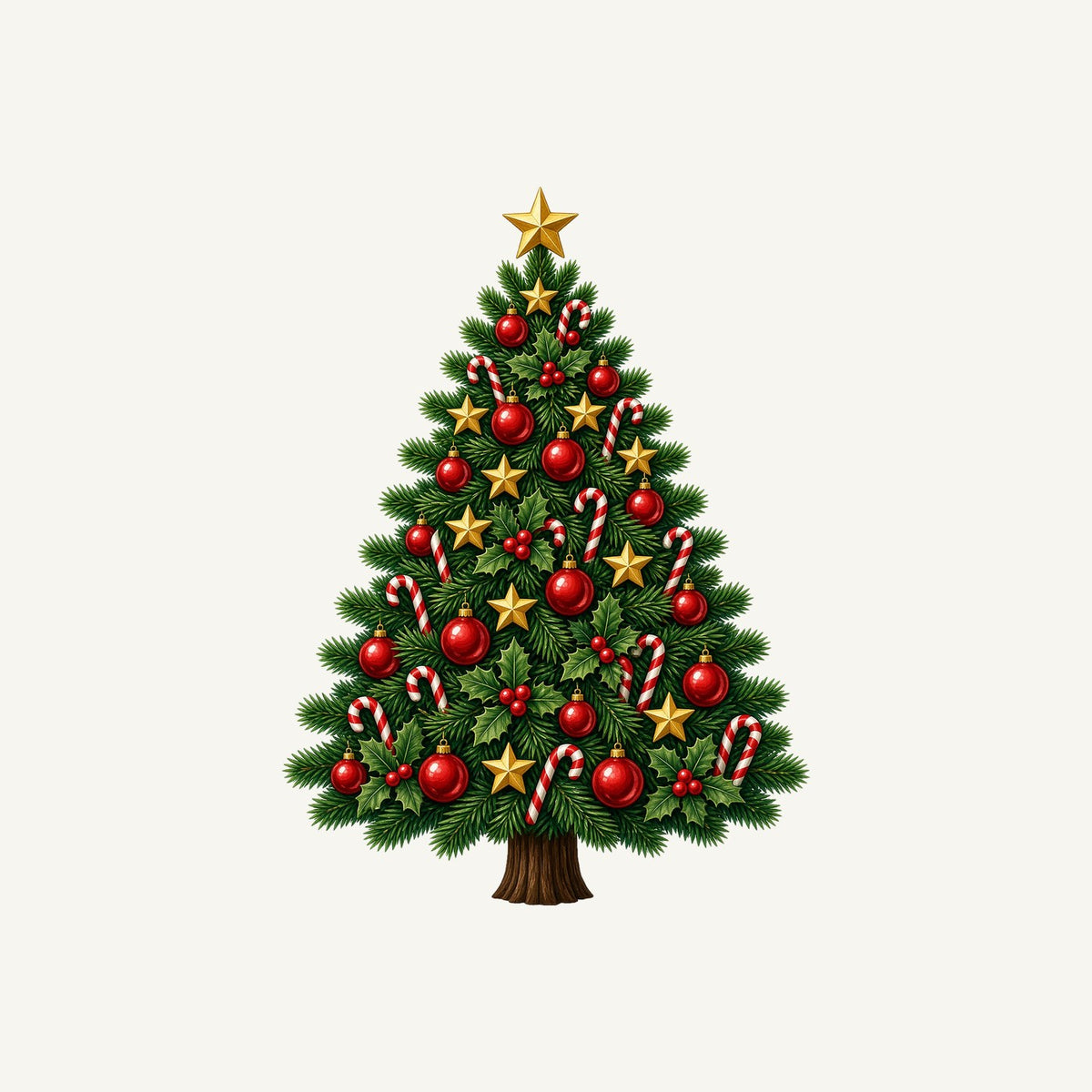 Red and Green Christmas Tree with Candy Canes Personalised Kids Tee and Baby Bodysuit