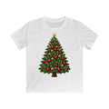 Red And Green Christmas Tree With Candy Canes Kids Christmas Tee design on a white kids tee