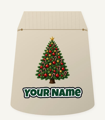 Red and Green Christmas Tree with Candy Canes Personalised Santa Sack