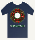 Red and Green Christmas Wreath Personalised Kids Tee and Baby Bodysuit