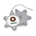 Red and Green Christmas Wreath Personalised Pewter Christmas Ornament