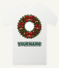 Red and Green Christmas Wreath Personalised Christmas T-Shirt and Hoodie