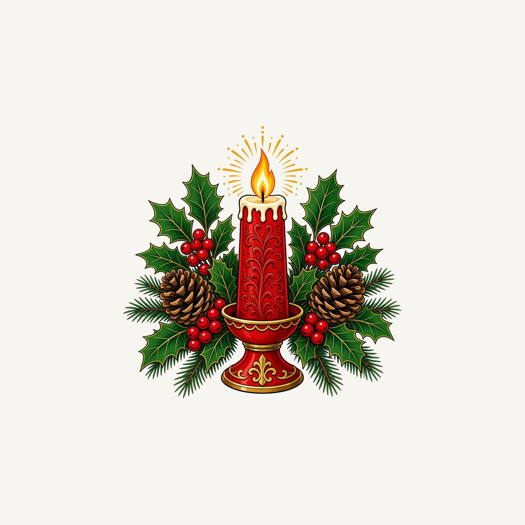 Red Candle With Holly Personalised Christmas Mug