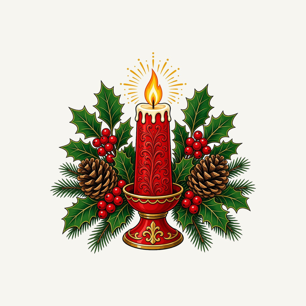 Red Candle With Holly Personalised Santa Sack