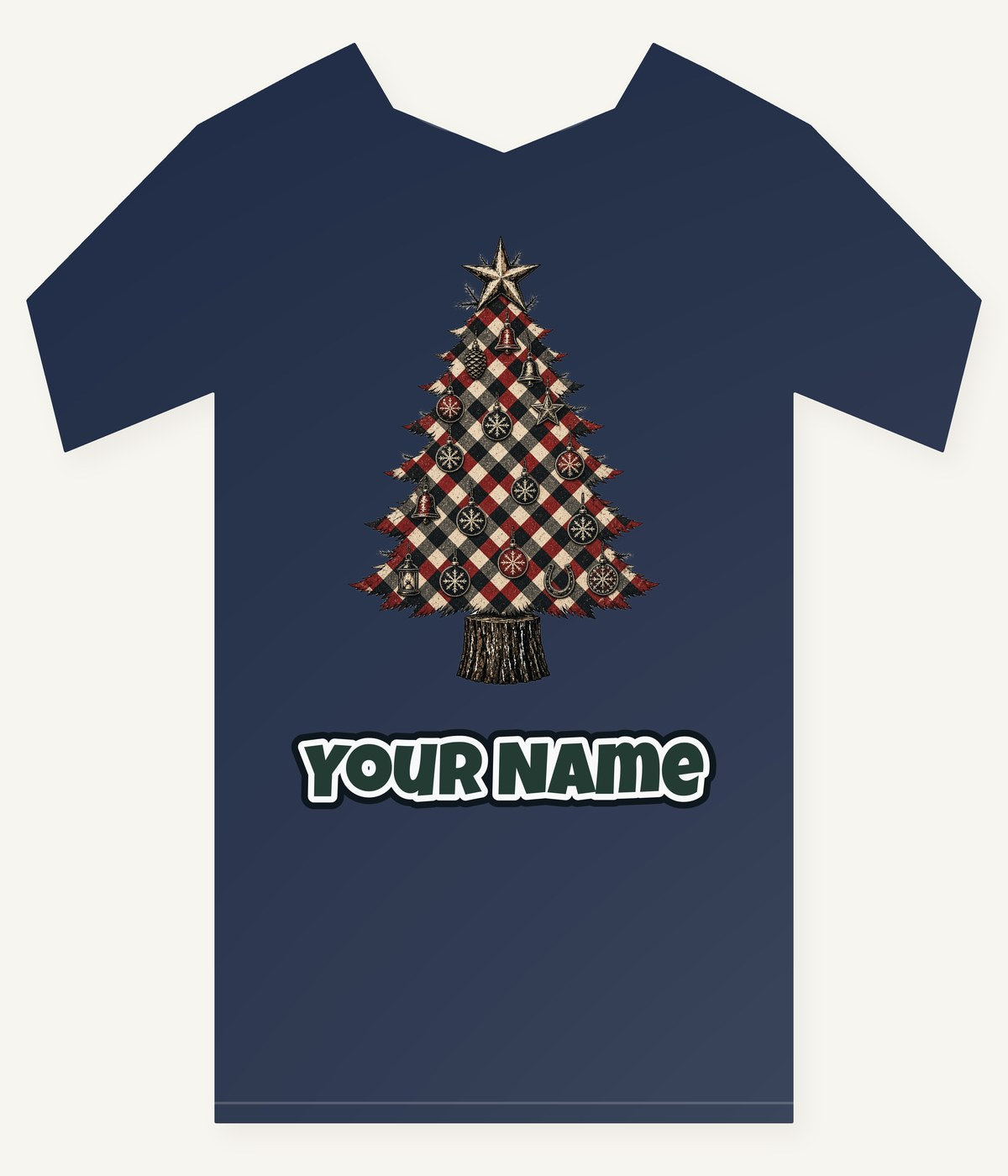 Red Check Christmas Tree Personalised Kids Tee and Baby Bodysuit