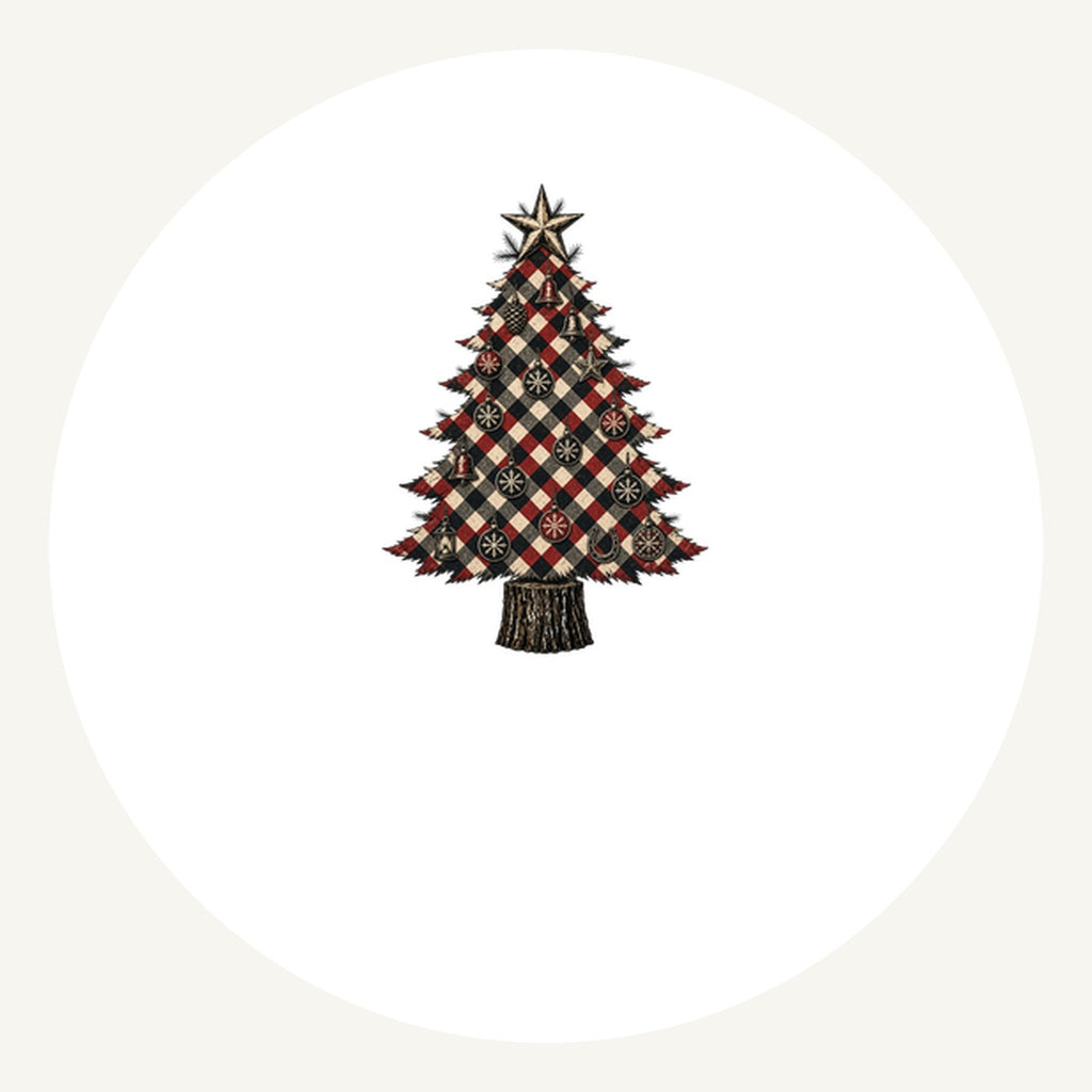 Red Check Christmas Tree Personalised Pewter Christmas Ornament