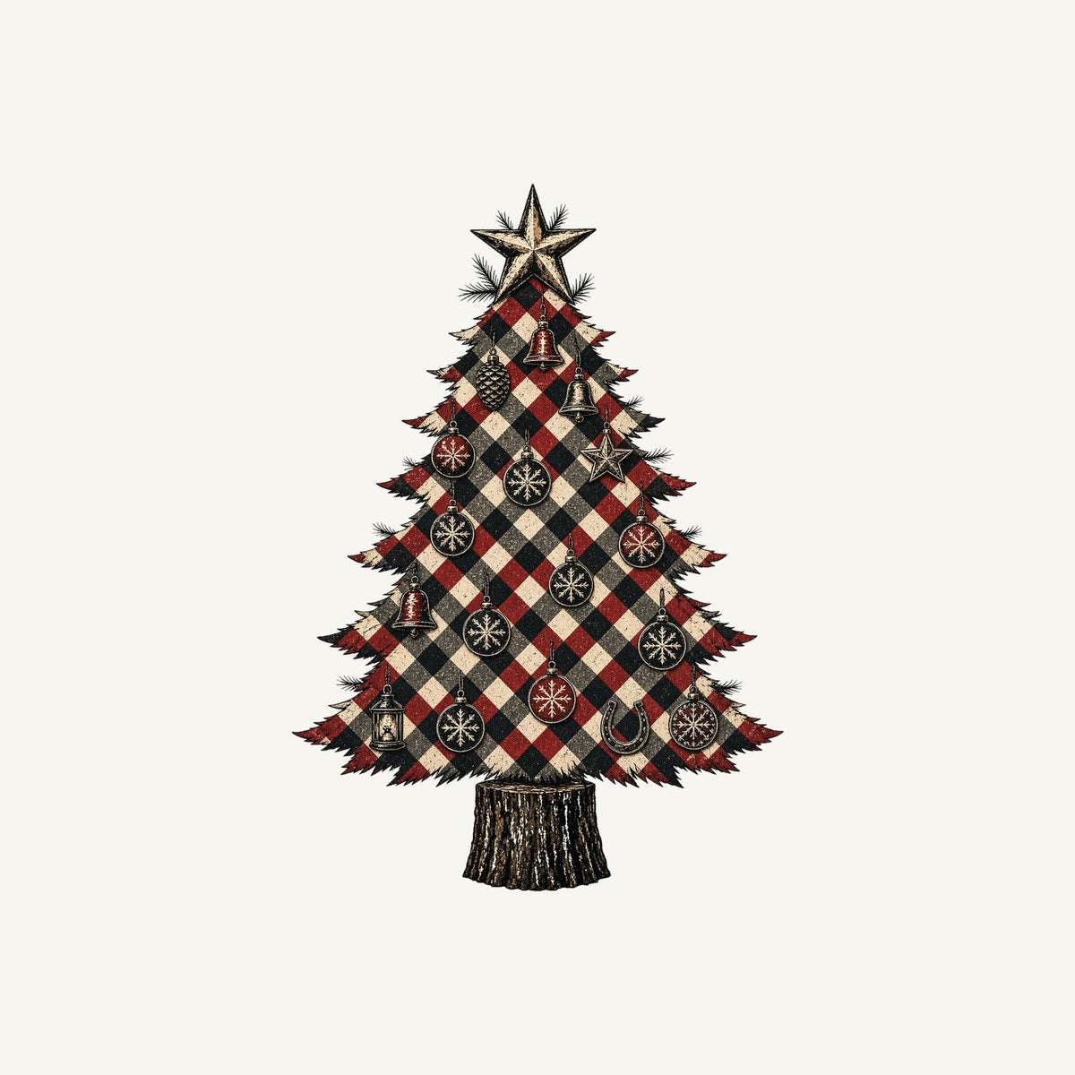 Red Check Christmas Tree Christmas artwork, the design printed on the personalised stocking