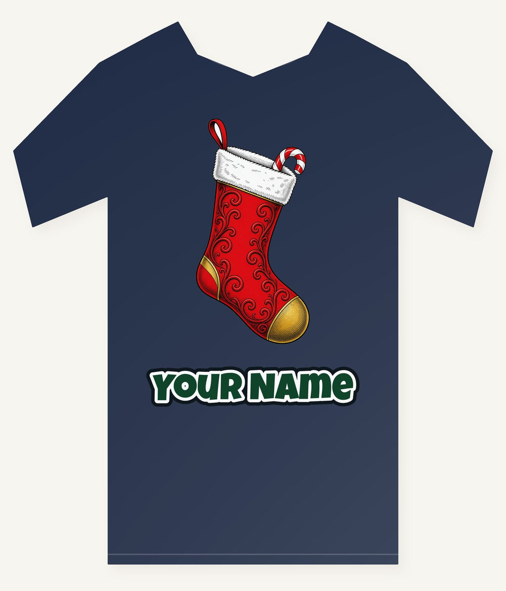 Red Christmas Stocking Personalised Kids Tee and Baby Bodysuit