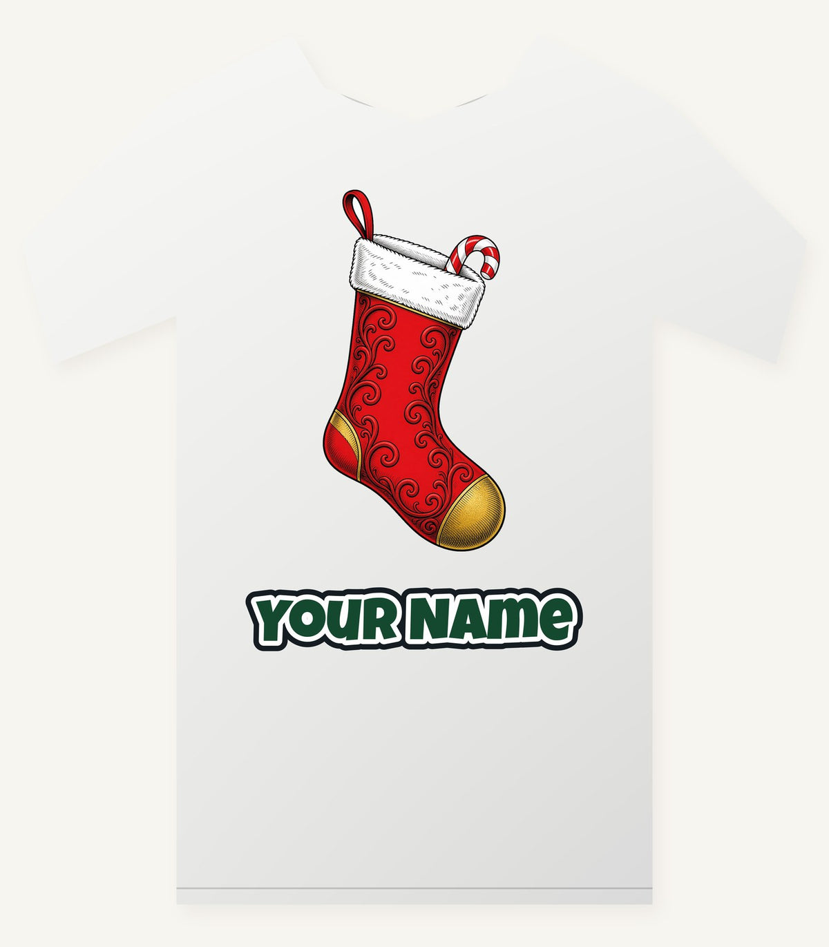 Red Christmas Stocking Personalised Christmas T-Shirt and Hoodie