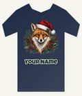 Red Fox in Santa Hat Personalised Kids Tee and Baby Bodysuit