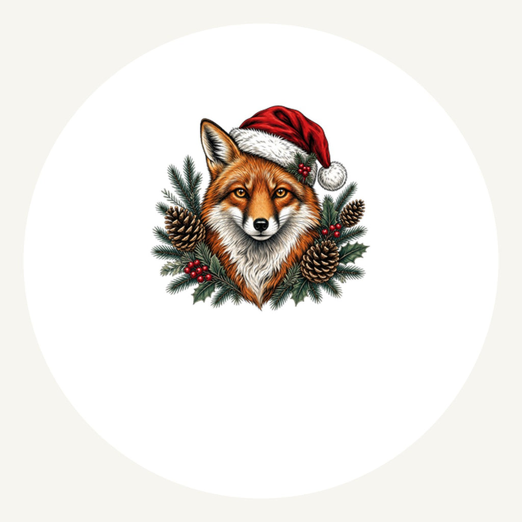 Red Fox in Santa Hat Personalised Pewter Christmas Ornament