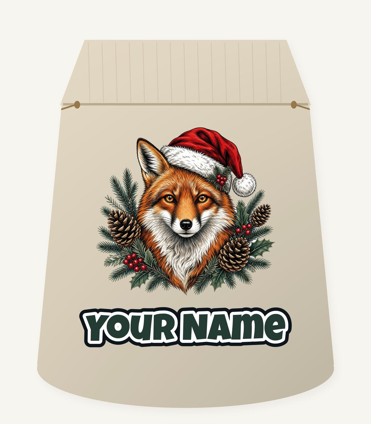 Red Fox in Santa Hat Personalised Santa Sack