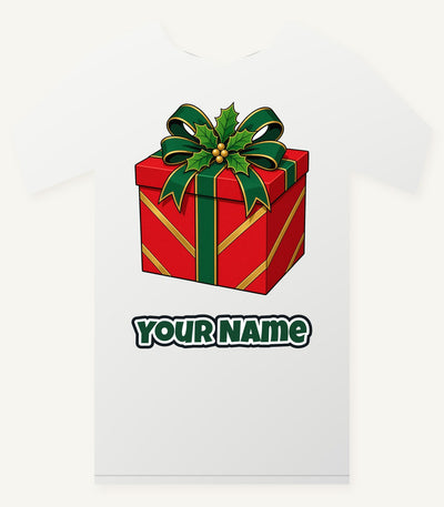 Red Gift Box Green Bow Personalised Christmas T-Shirt and Hoodie