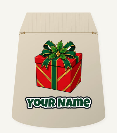 Red Gift Box Green Bow Personalised Santa Sack