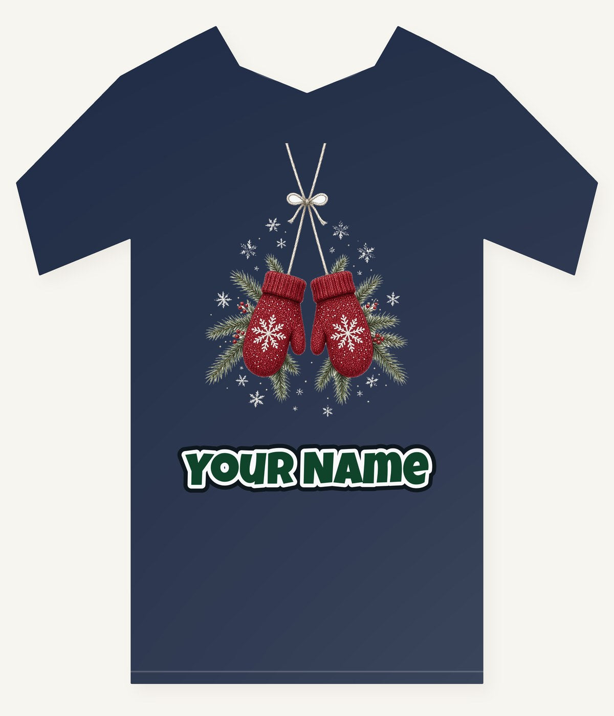 Red Knitted Christmas Mittens Personalised Kids and Baby Christmas Tee