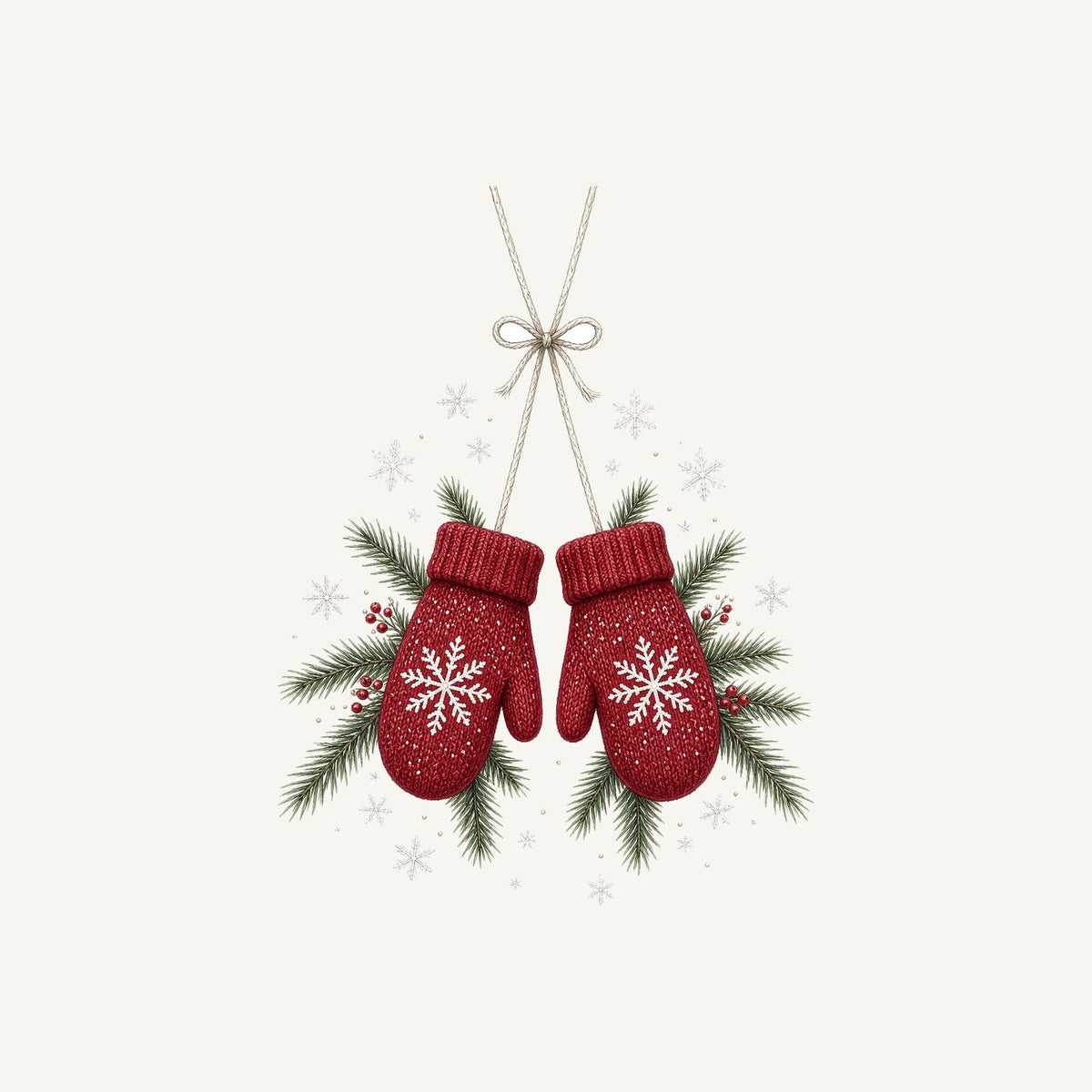 Red Knitted Christmas Mittens Personalised Kids and Baby Christmas Tee