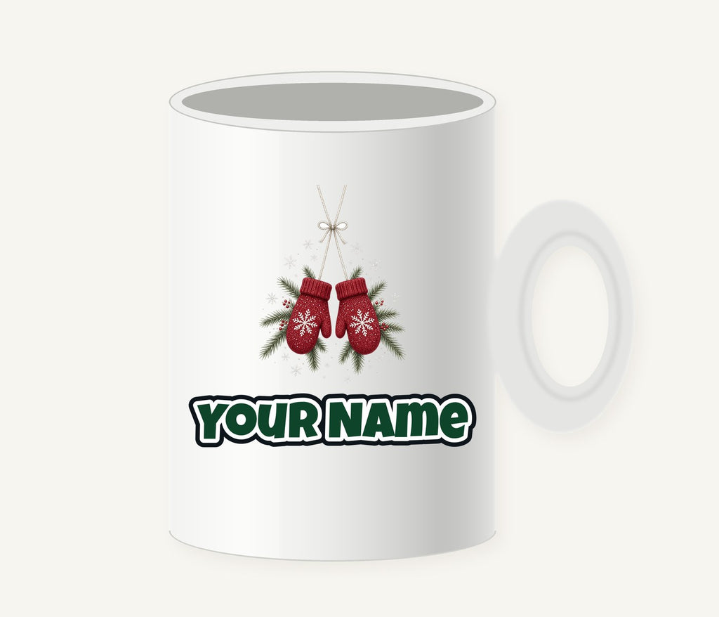 Red Knitted Christmas Mittens Personalised Christmas Mug