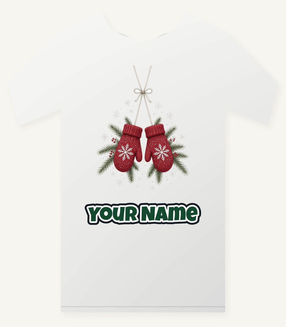Red Knitted Christmas Mittens Personalised Christmas T-Shirt and Hoodie
