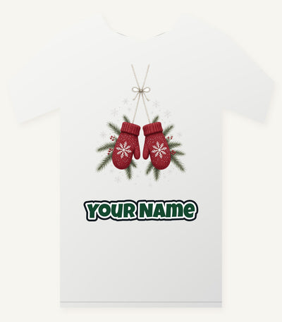 Red Knitted Christmas Mittens Personalised Christmas T-Shirt and Hoodie