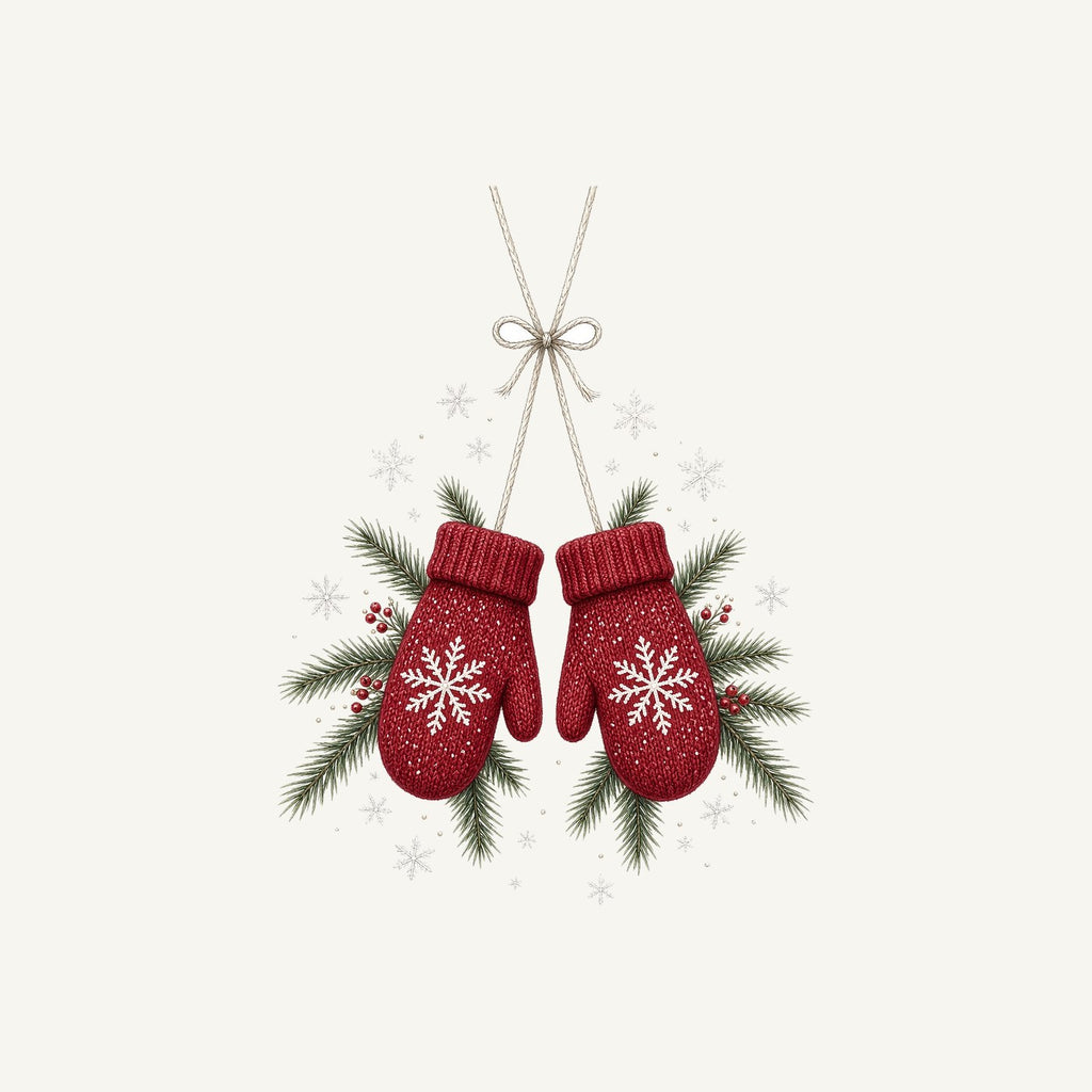 Red Knitted Christmas Mittens Personalised Christmas T-Shirt and Hoodie