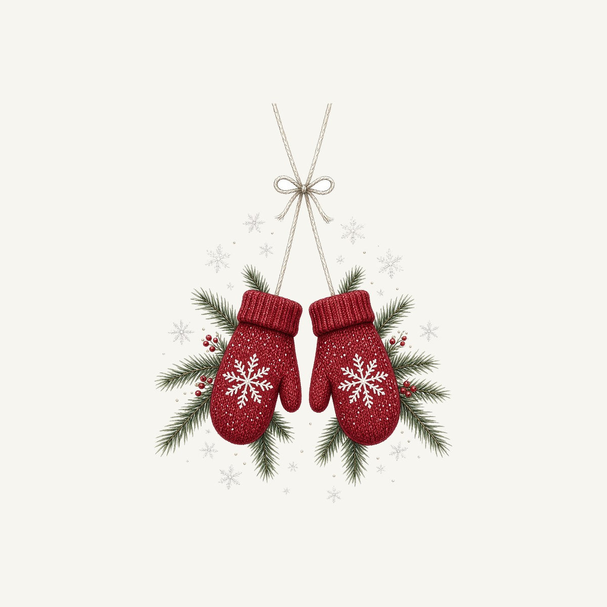 Red Knitted Christmas Mittens Personalised Christmas T-Shirt and Hoodie