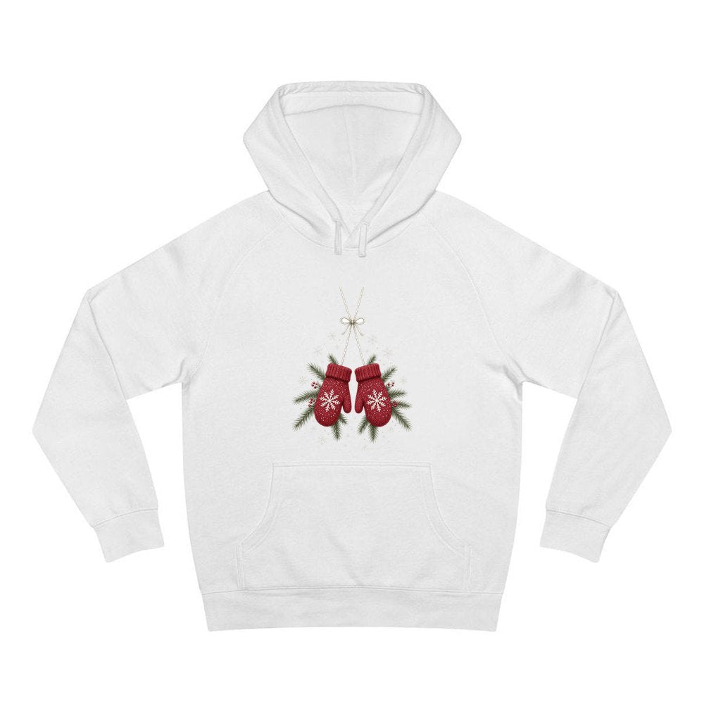 Red Knitted Christmas Mittens personalised Christmas hoodie in white