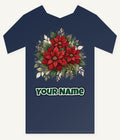Red Poinsettia Bouquet Personalised Kids and Baby Christmas Tee