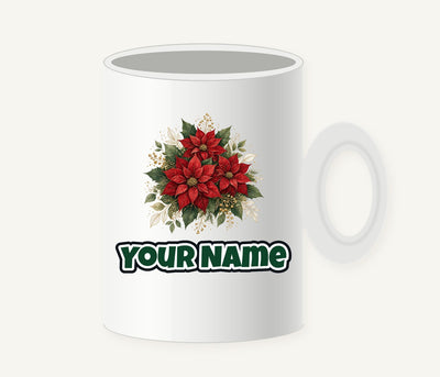 Red Poinsettia Bouquet Personalised Christmas Mug