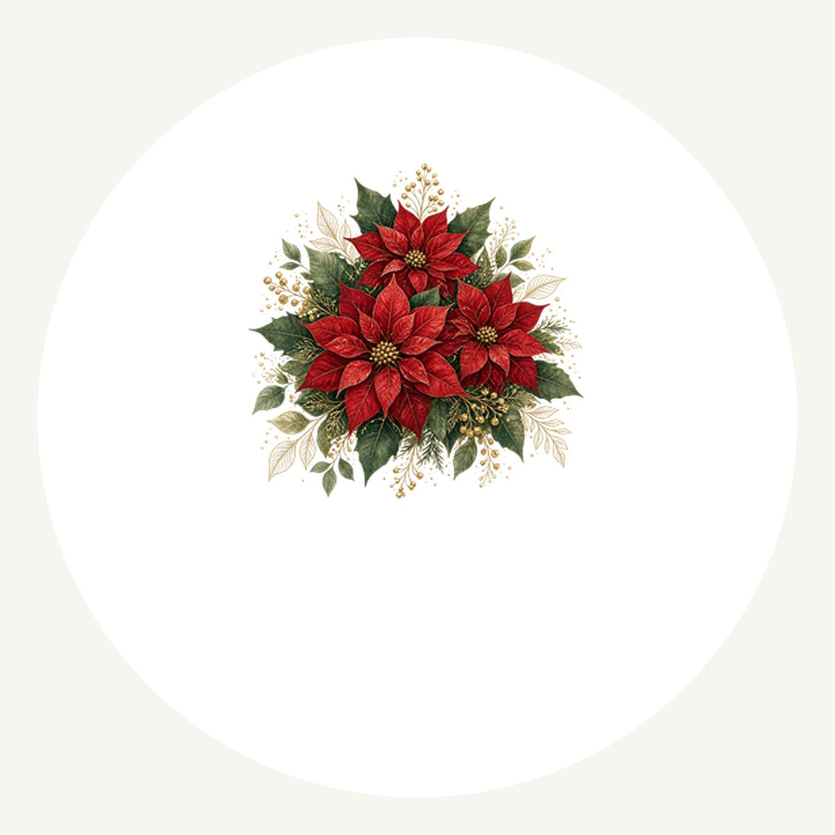 Red Poinsettia Bouquet Personalised Pewter Christmas Ornament